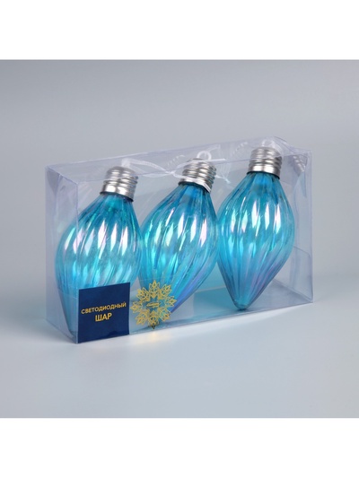 Набор ёлочных шаров «Северное сияние», 3 шт., d=7 см, 3 LED, от батареек AG13×9, свечение тёплое белое