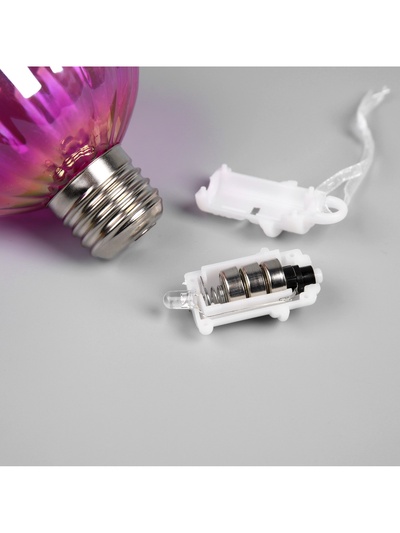 Набор ёлочных шаров «Розовые грани», 3 шт., d=7 см, 3 LED, от батареек AG13×9, свечение тёплое белое
