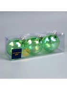 Набор ёлочных шаров «Акценты зелёного», 3 шт, d=7 см, 3 LED, от батареек AG13×9, свечение тёплое белое - фото 6622143
