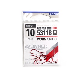 Крючок OWNER Worm SP-BH bloody red №10, 8 шт.