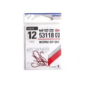 Крючок OWNER Worm SP-BH bloody red №12, 9 шт.