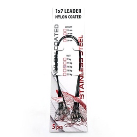 Поводок стальной NAMAZU Leader 1х7 Nylon Coated Black, d-0.3 мм, L-30 см, t-11 кг, уп.5 шт.   108186