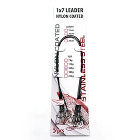 Поводок стальной NAMAZU Leader 1х7 Nylon Coated Black, d-0.45 мм, L-30 см, t-23 кг, уп.5 шт.   10818