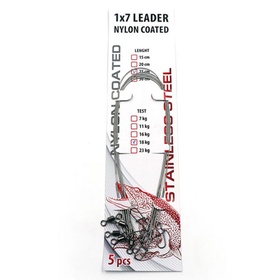 Поводок стальной NAMAZU Leader 1х7 Nylon Coated, d-0.24 мм, L-30 см, t-7 кг, уп.5 шт.