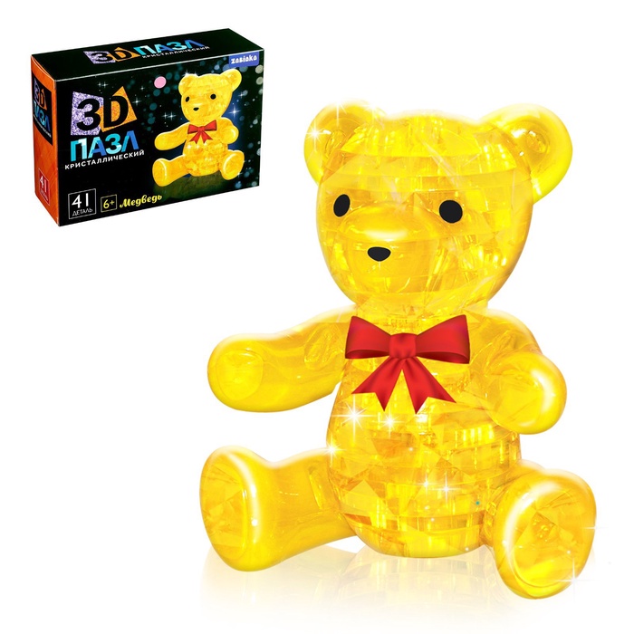 Уценка 3D пазл «Мишка», кристаллический, 41 деталь, МИКС - Фото 1
