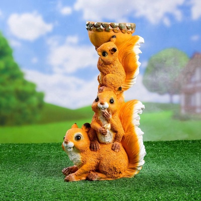 Садовая фигура из полистоуна «Белки с поилкой», 40×22×15 см