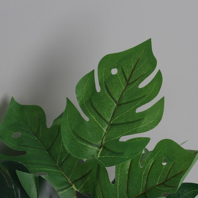 Искусственный цветок в горшке «Монстера комнатная», 29×10 см, зелёный