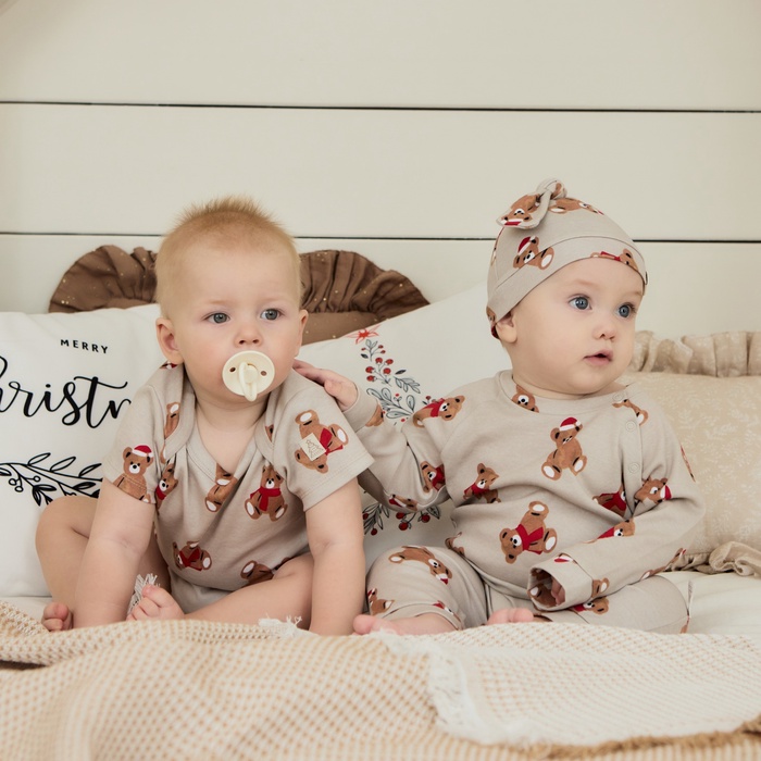 Комбинезон детский с шапочкой «Крошка Я. Новогодние медвежата», рост 86-92 см