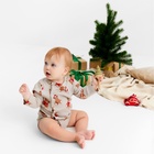 Боди детское с длинным рукавом «Крошка Я. Новогодние медвежата», рост 74-80 см, бежевое - Фото 3