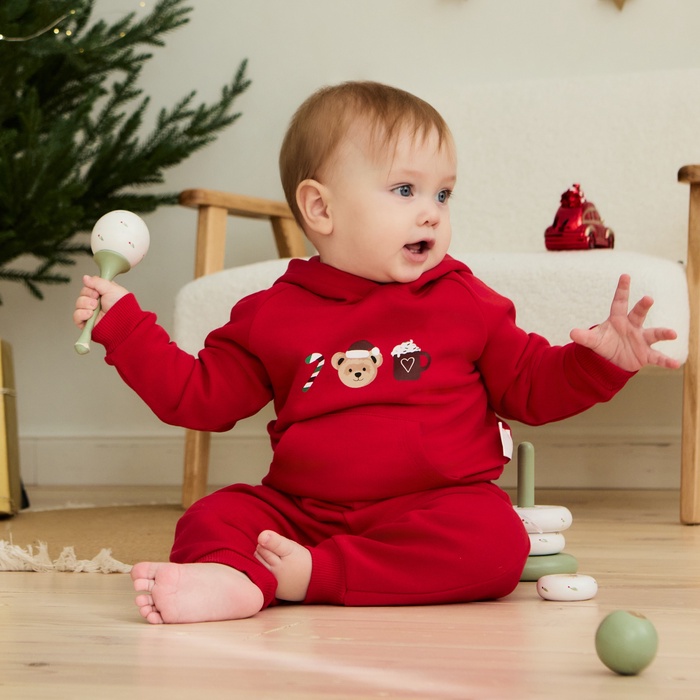 Костюм детский (толстовка, штанишки) «Крошка Я. Новогодние медвежата», рост 80-86 см