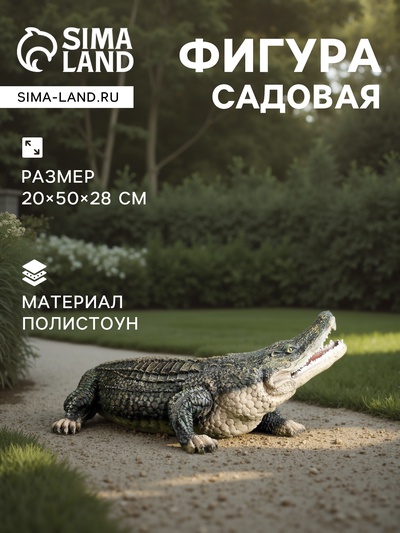Садовая фигура из полистоуна «Крокодил», 20×50×28 см