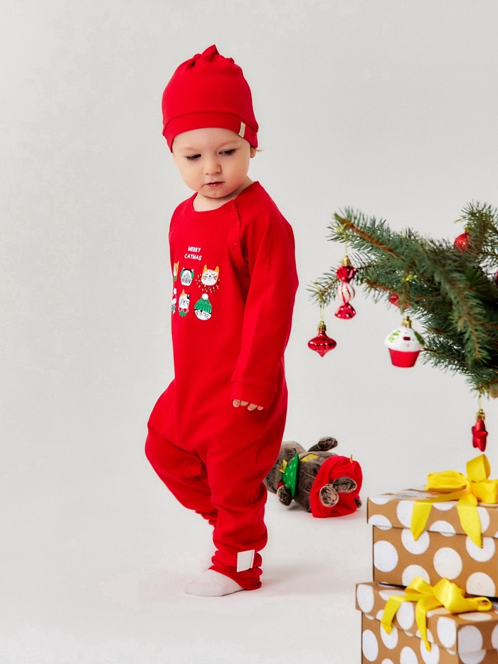 Набор (комбинезон и шапочка) «Крошка Я. Зимние котики», рост 68-74 см - Фото 1