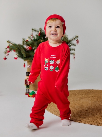 Набор (комбинезон и шапочка) «Крошка Я. Зимние котики», рост 74-80 см