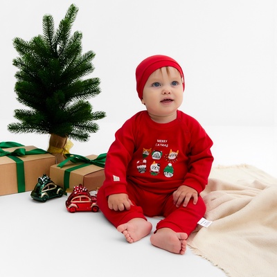 Набор (комбинезон и шапочка) «Крошка Я. Зимние котики», рост 80-86 см