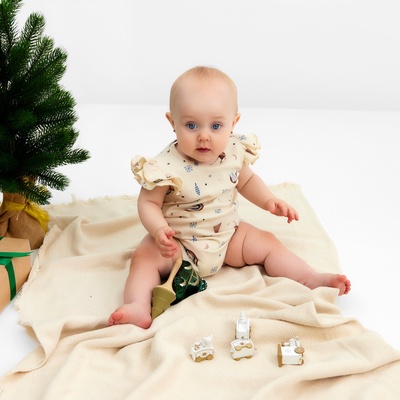 Боди детское с воланами «Крошка Я. Новогодние игрушки», рост 86-92 см