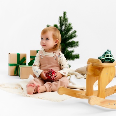 Набор детский (боди и комбинезон) «Крошка Я. Новогодние игрушки», рост 74-80 см