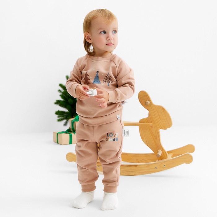 Костюм (свитшот и брюки) Крошка Я "Новогодние игрушки", рост 86-92 см - Фото 1