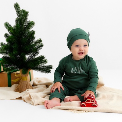 Комбинезон детский с шапочкой «Крошка Я. Еловые веточки», рост 62-68 см, зелёный