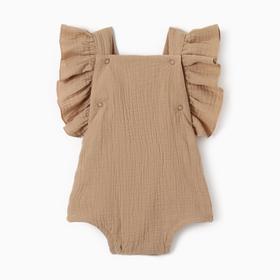 Комбинезон с рюшами Крошка Я Муслин, рост 68-74 см, бежевый