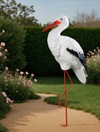 Садовая фигура из полистоуна «Аист с грудкой», 110×60×23 см - Фото 3