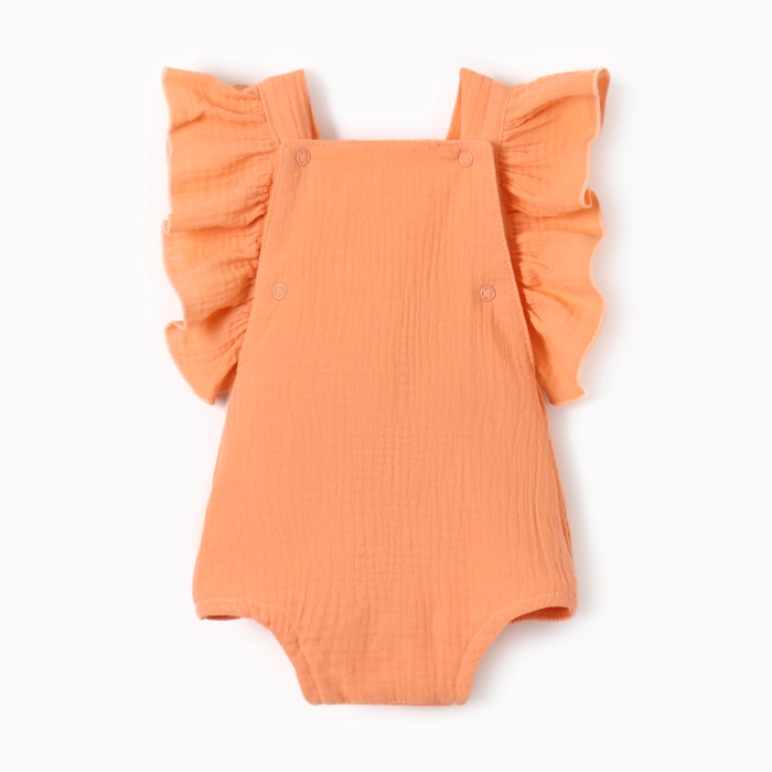 Комбинезон с рюшами Крошка Я Муслин, рост 62-68 см, персиковый - Фото 1