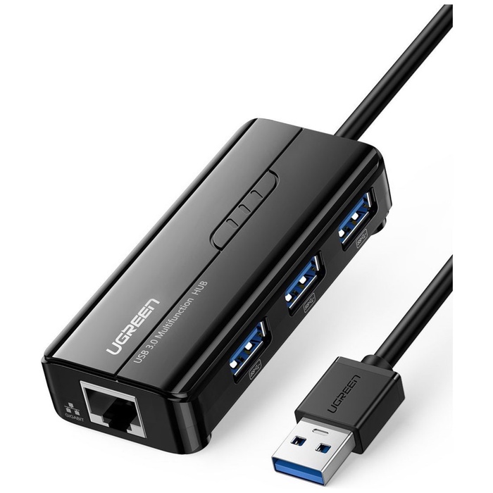 USB концентратор UGREEN 3 x USB 3.0, RJ45 (20265) - фото 51682954