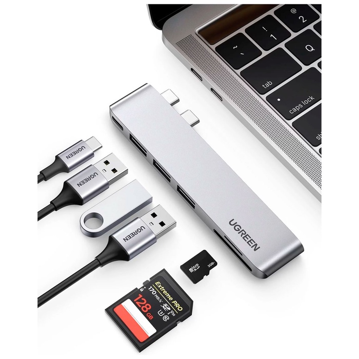 USB концентратор для MacBook (хаб) UGREEN 3 x USB 3.0, SD/TF, Thunder Bolt 3 (60560) - фото 51682956