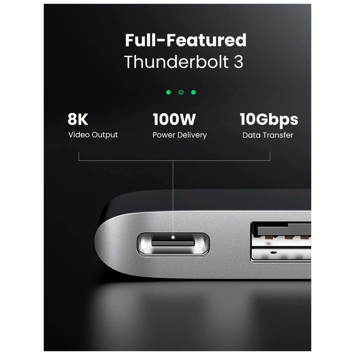 USB концентратор для MacBook (хаб) UGREEN 3 x USB 3.0, SD/TF, Thunder Bolt 3 (60560) - фото 51682957