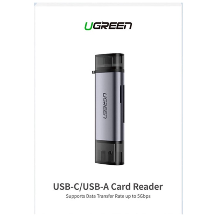 Картридер UGREEN USB-C + USB-A 3.0 для карт памяти TF/SD (50706) - фото 51675701