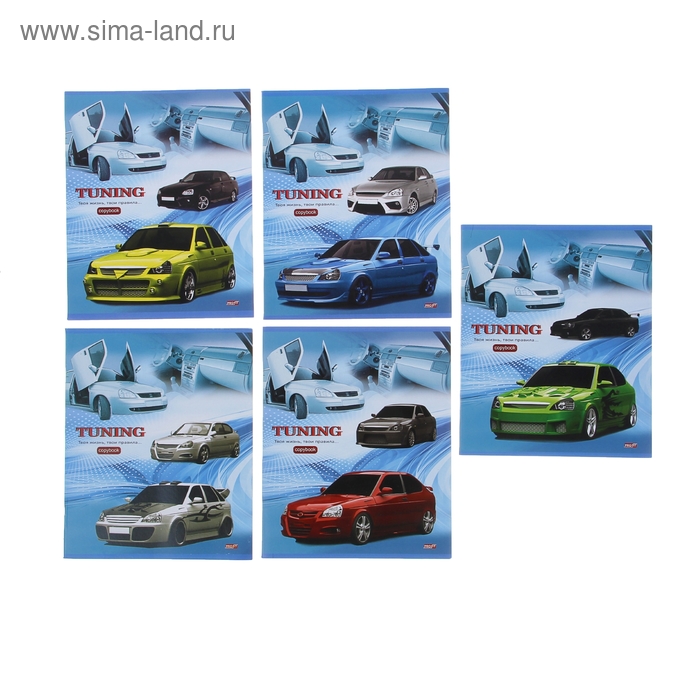 Тетрадь 36 листов клетка "Русские машины", обложка картон хромэрзац, 5 видов МИКС - Фото 1