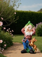 Садовая фигура из полистоуна «Гном с олененком», 50×19×26 см, МИКС - Фото 3