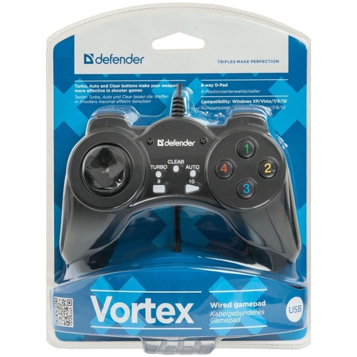 Проводной геймпад DEFENDER Vortex USB, 13 кнопок 64249 - фото 51677055