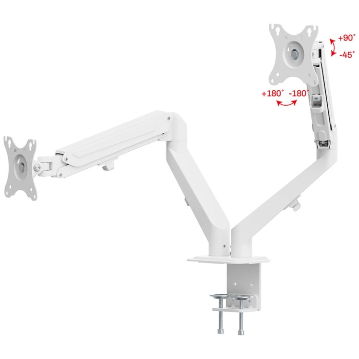 Кронштейн UNITEKI FMGT82W для двух мониторов к столу, газ лифт, диагональ 17-27 дюймов - фото 51677344