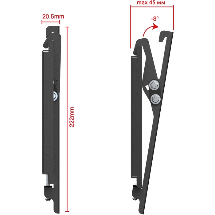 Кронштейн UNITEKI TMN1601N на стену для телевизора или монитора с наклоном, диагональ 23-43   108138 - фото 51683028