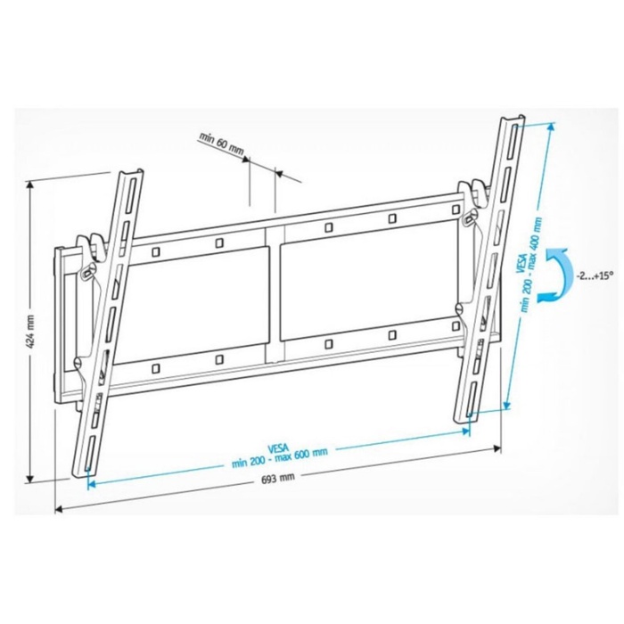 Кронштейн Holder для телевизора LCD-T6606 черный 42-65 макс.60кг настенный наклон - фото 51677621