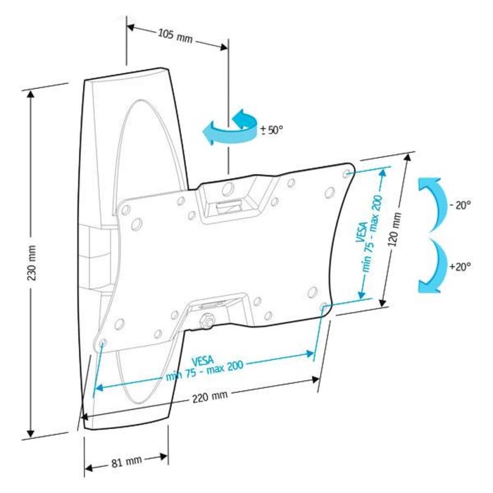 Кронштейн Holder для телевизора LCDS-5062 белый 19-32 макс.30кг настенный поворот и наклон   1081393 - фото 51677629