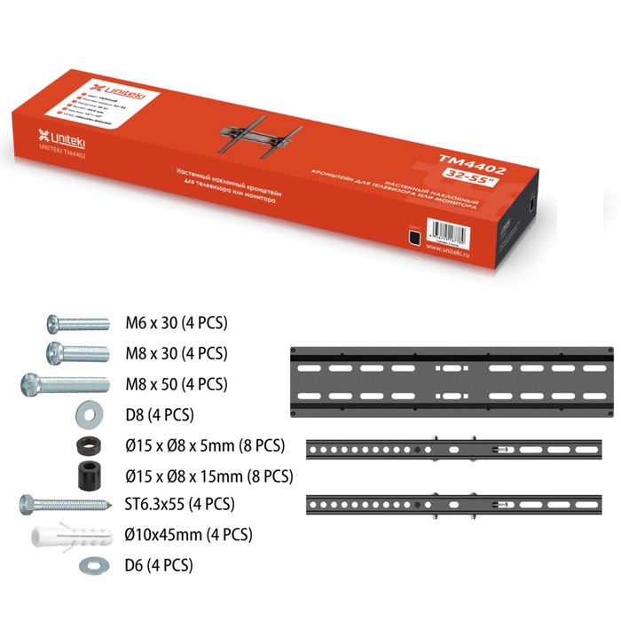 Кронштейн UNITEKI TM4402 на стену для телевизора с наклоном для диагоналей 32-55 дюймов - фото 51677668