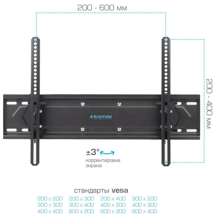 Кронштейн для LED/LCD/PLASMA телевизоров Kromax PIXIS-XL-2 black - фото 51691511