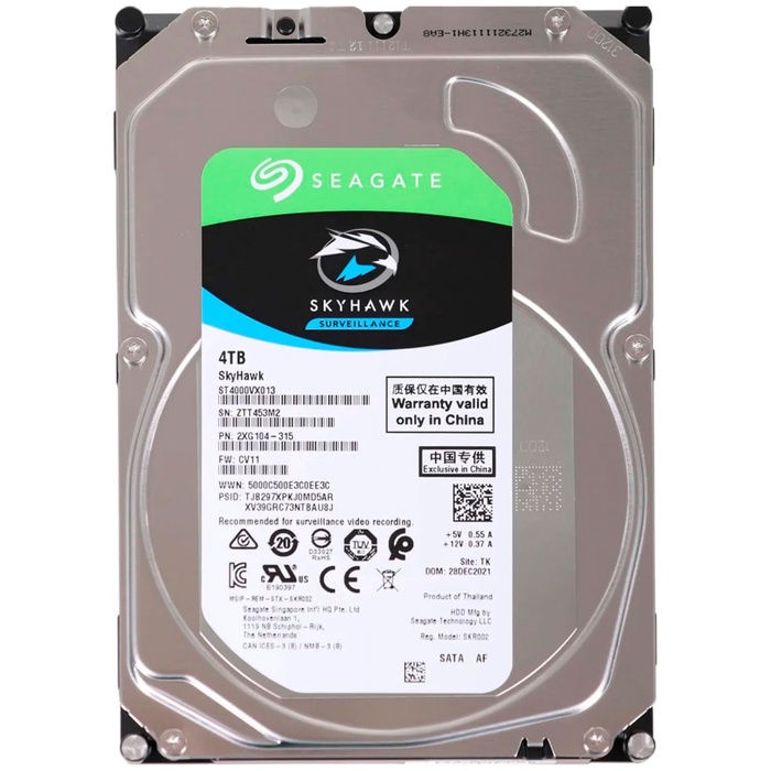 Жёсткий диск 3.5" 4Tb SATA III Seagate SkyHawk Surveillance 5400rpm 256MB ST4000VX013 - фото 51680165