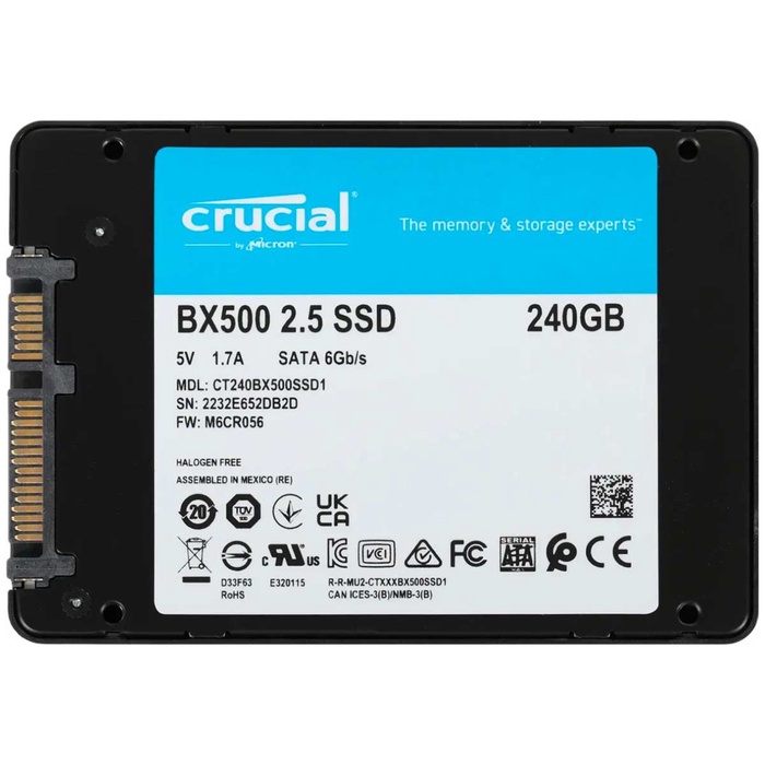 Накопитель SSD Crucial SATA III 240Gb CT240BX500SSD1 BX500 2.5" - фото 51680174