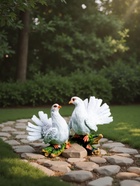 Садовая фигура из полистоуна «Голуби на коряге», 37×18×37 см - Фото 3