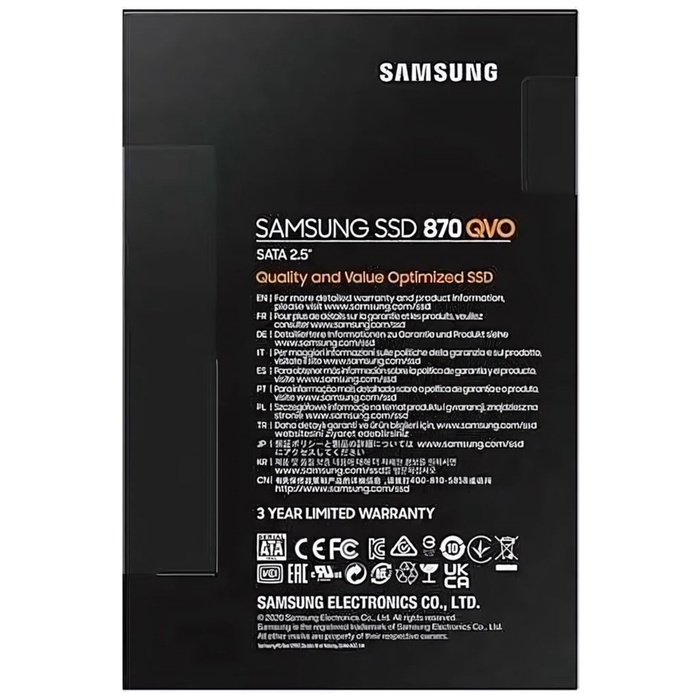 Накопитель SSD Samsung 2.5" 870 QVO 1000 Гб SATA III 4bit MLC (QLC) MZ-77Q1T0BW - фото 51680242