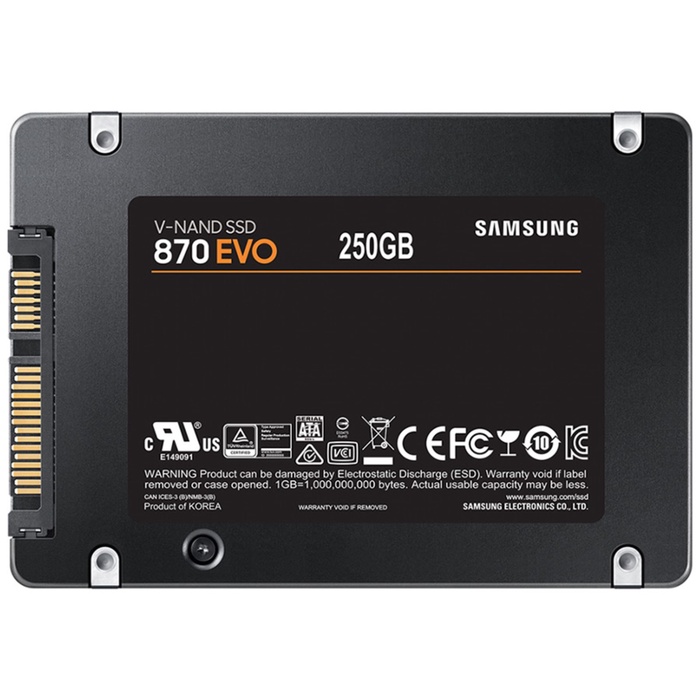 Накопитель SSD Samsung 2.5" 870 EVO 250 Гб SATA III 3bit MLC (TLC) MZ-77E250BW - фото 51680246