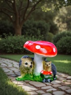 Садовая фигура из полистоуна «Гриб с двумя ежами», 30×26×30 см - Фото 3