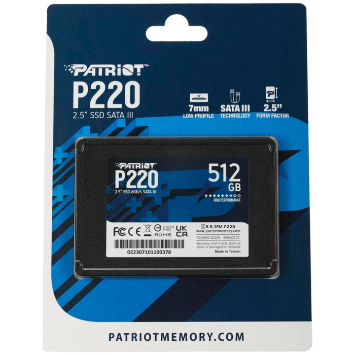 Накопитель SSD PATRIOT 2.5" P220 512 Гб SATA III P220S512G25 - фото 51680322