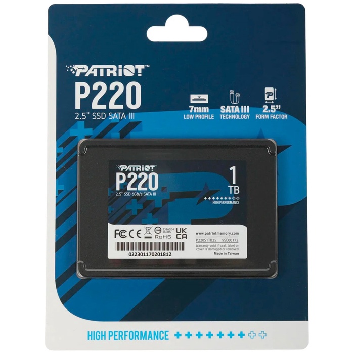 Накопитель SSD PATRIOT 2.5" P220 1024 Гб SATA III P220S1TB25 - фото 51680327