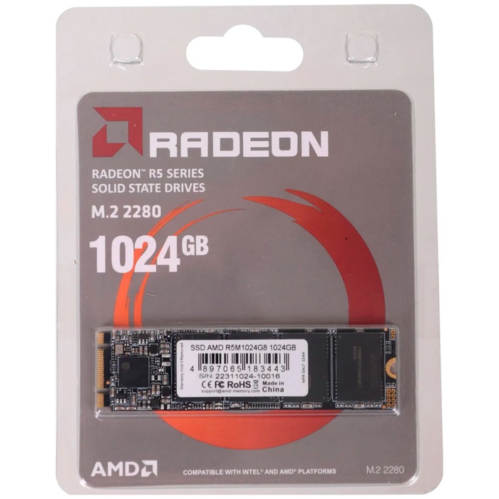 Накопитель SSD M.2 AMD Radeon R5 1024 Гб SATA III (R5M1024G8) - фото 51680361