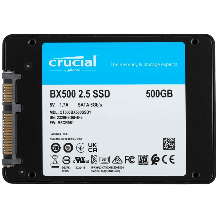 Накопитель SSD Crucial 2.5" BX500 500 Гб SATA III CT500BX500SSD1 - фото 51680486