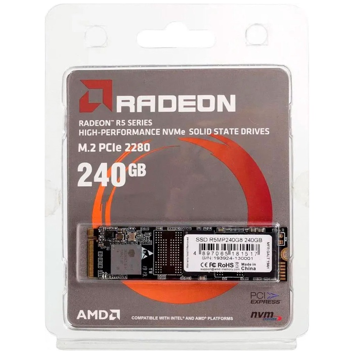 Накопитель SSD AMD M.2 R5 Series 240 Гб PCIe R5MP240G8 - фото 51680537