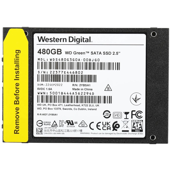 Накопитель SSD WD 2.5" Green 480 Гб SATA III WDS480G3G0A - фото 51680549